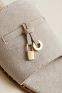 TFP - Flat Sandals Square Toe - Beige Suede