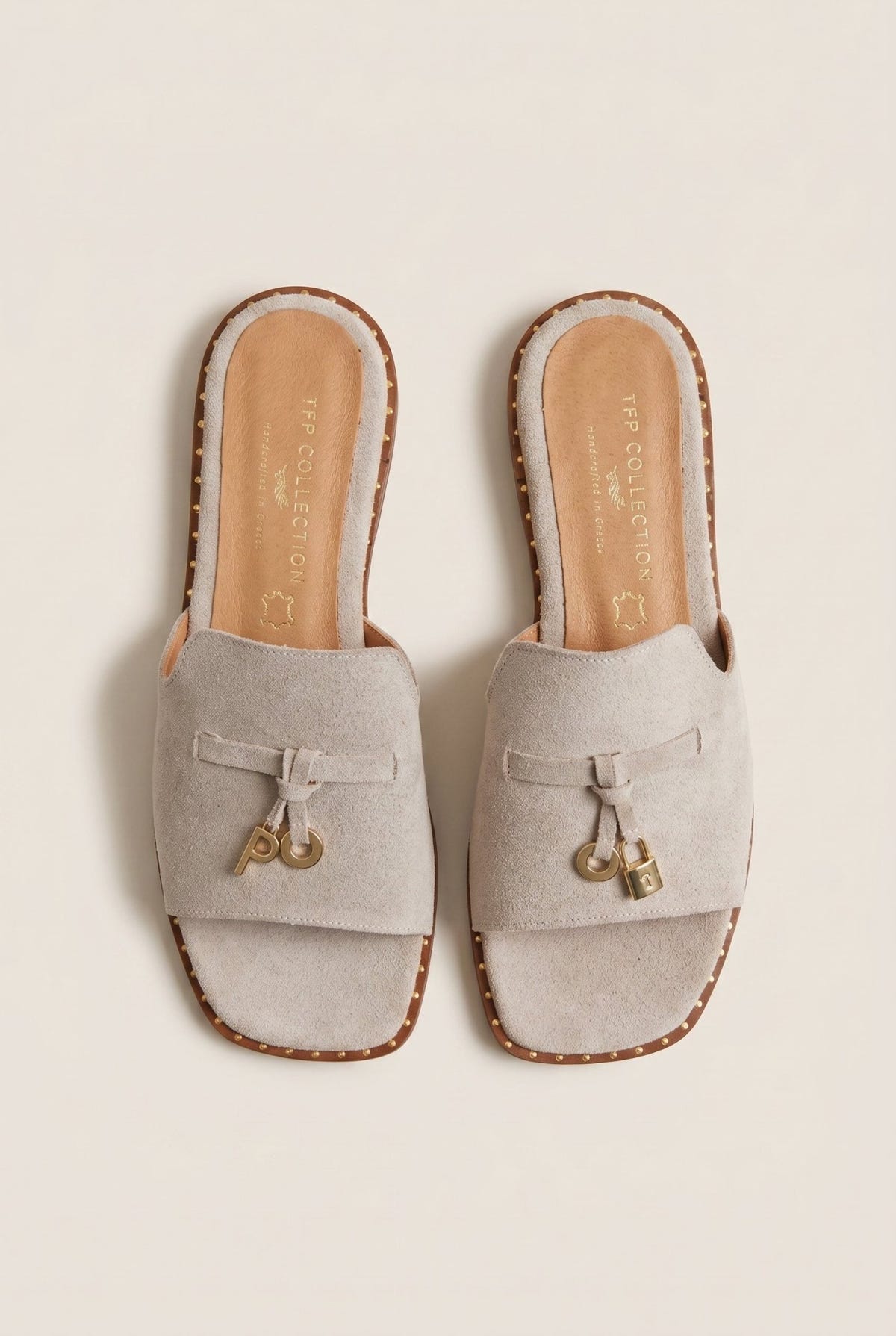 TFP - Flat Sandals Square Toe - Beige Suede