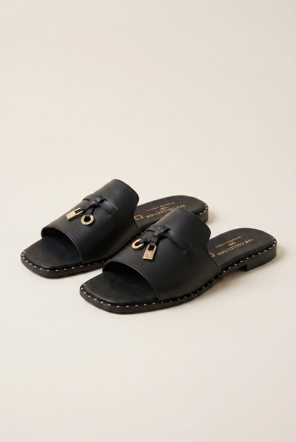 TFP - Flat Sandals Square Toe - Black Matte