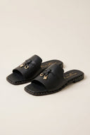 TFP - Flat Sandals Square Toe - Black Matte