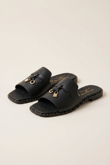 TFP - Flat Sandals Square Toe - Black Matte