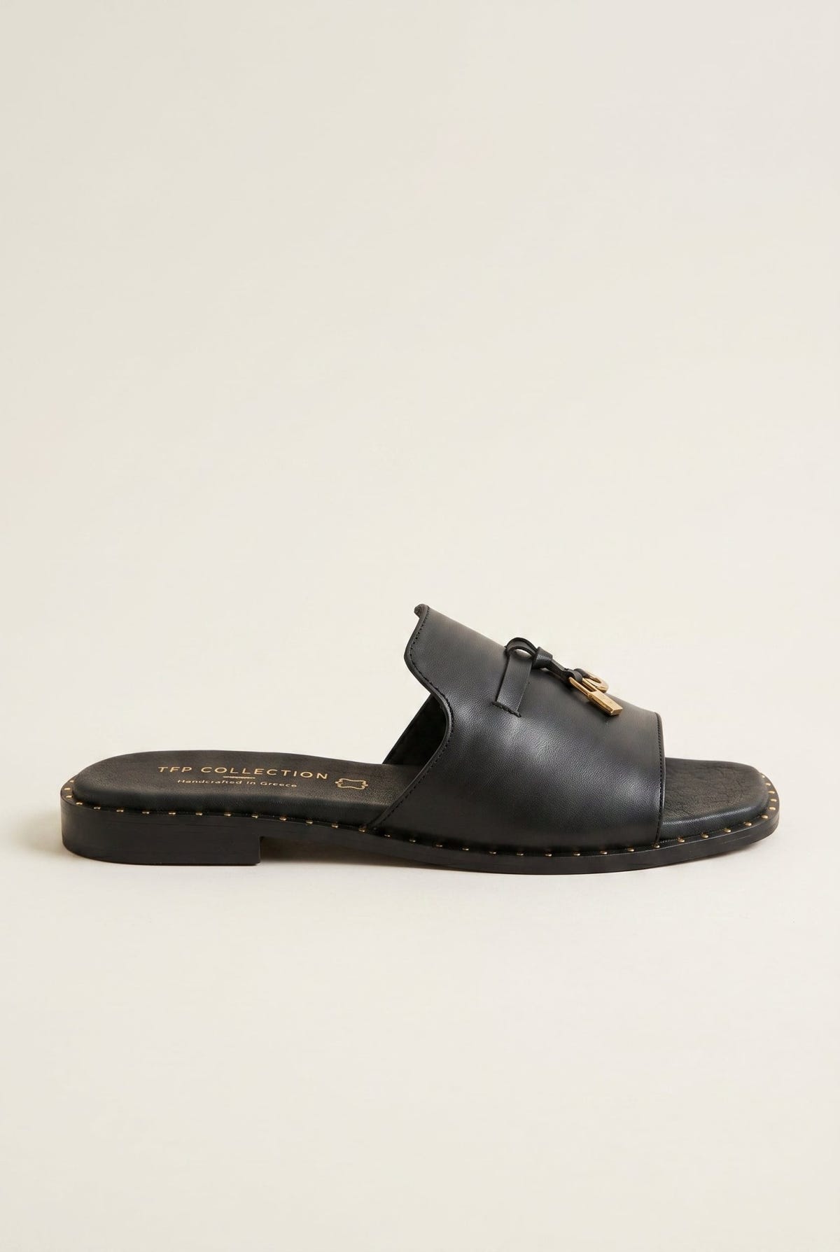 TFP - Flat Sandals Square Toe - Black Matte
