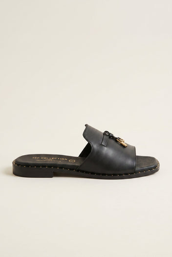 TFP - Flat Sandals Square Toe - Black Matte
