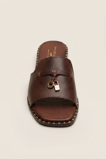 TFP - Flat Sandals Square Toe - Brown Matte