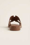 TFP - Flat Sandals Square Toe - Brown Matte