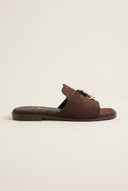 TFP - Flat Sandals Square Toe - Brown Suede