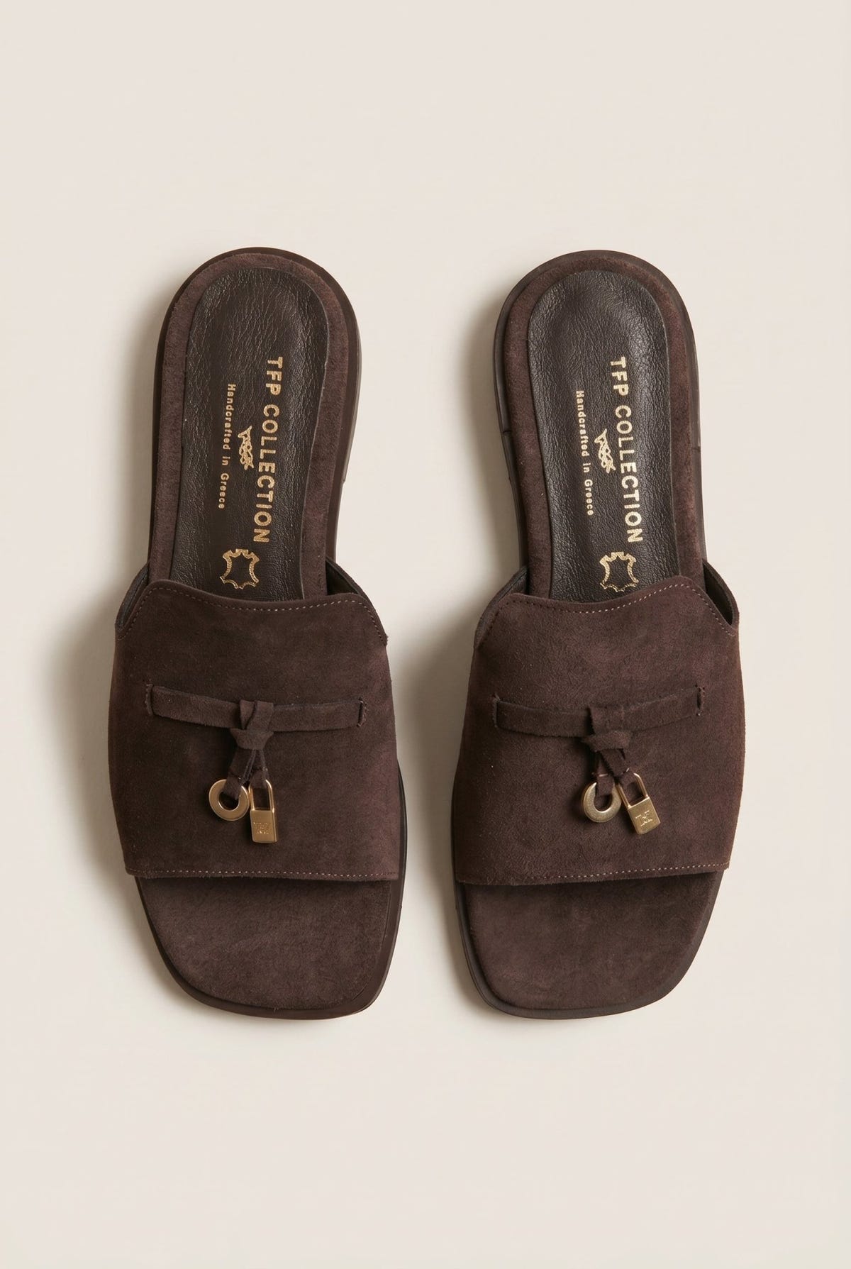 TFP - Flat Sandals Square Toe - Brown Suede
