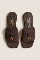 TFP - Flat Sandals Square Toe - Brown Suede