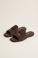 TFP - Flat Sandals Square Toe - Brown Suede