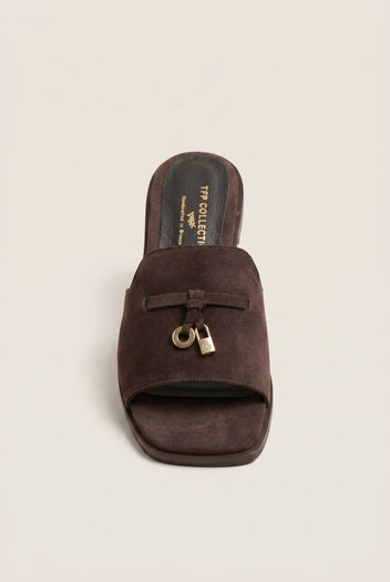 TFP - Flat Sandals Square Toe - Brown Suede