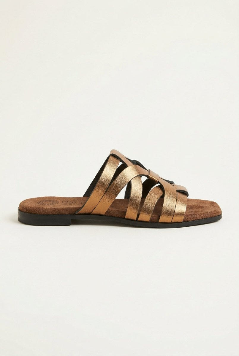 ATENEO - Flat Sandals Strappy Design - Bronze Metallic
