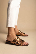 ATENEO - Flat Sandals Strappy Design - Bronze Metallic