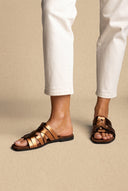 ATENEO - Flat Sandals Strappy Design - Bronze Metallic