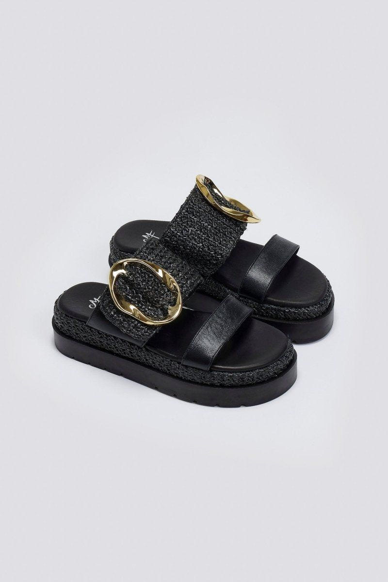 Flatfforms σανδάλια με oversized τοκά Mariella Fabiani 2519/91 - Μαύρο - thefashionproject.gr - Mariella Fabiani