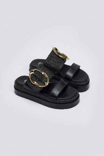 Flatfforms σανδάλια με oversized τοκά Mariella Fabiani 2519/91 - Μαύρο - thefashionproject.gr - Mariella Fabiani