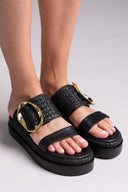 Flatfforms σανδάλια με oversized τοκά Mariella Fabiani 2519/91 - Μαύρο - thefashionproject.gr - Mariella Fabiani