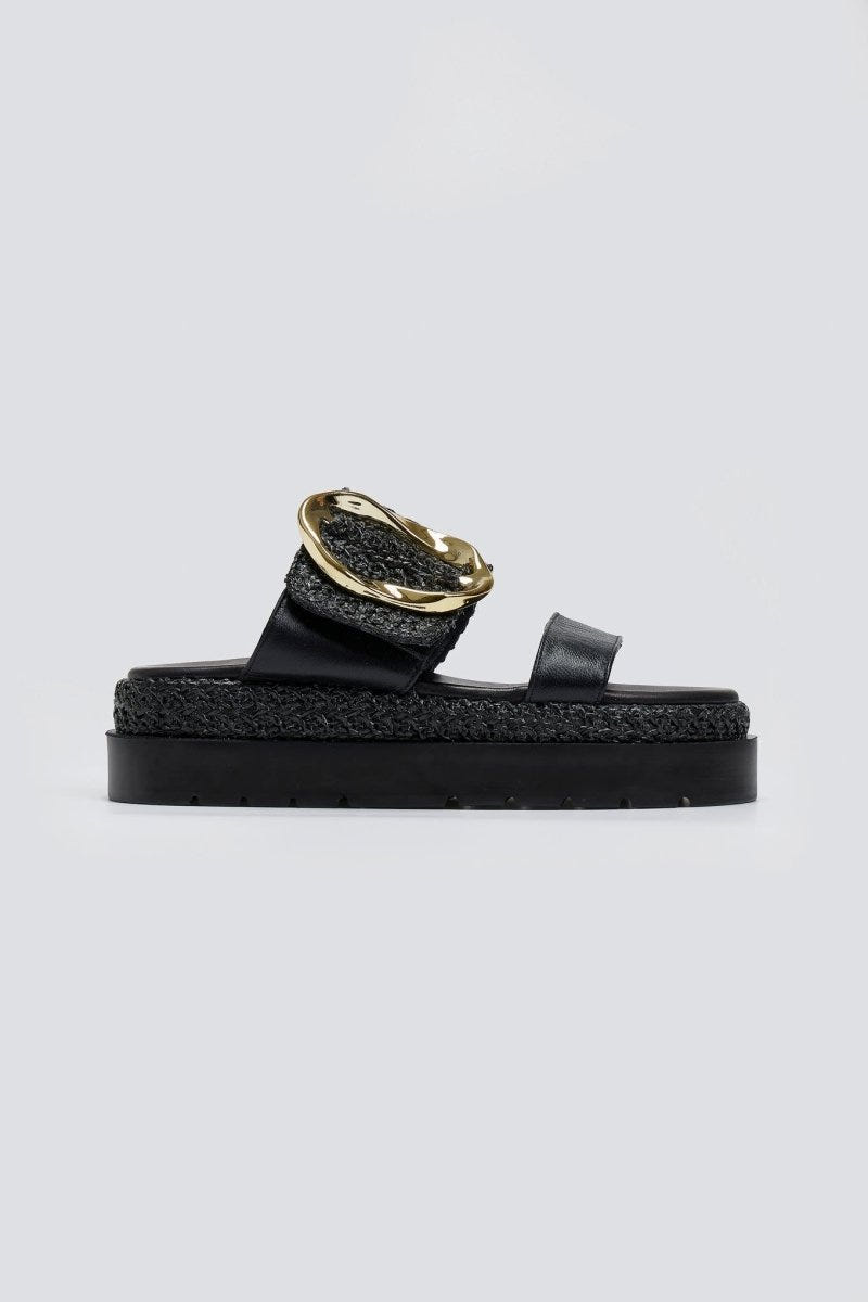 Flatfforms σανδάλια με oversized τοκά Mariella Fabiani 2519/91 - Μαύρο - thefashionproject.gr - Mariella Fabiani
