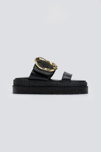 Flatfforms σανδάλια με oversized τοκά Mariella Fabiani 2519/91 - Μαύρο - thefashionproject.gr - Mariella Fabiani