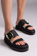 Flatfforms σανδάλια με oversized τοκά Mariella Fabiani 2519/91 - Μαύρο - thefashionproject.gr - Mariella Fabiani