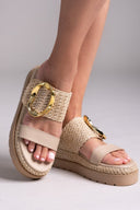 Flatfforms σανδάλια με oversized τοκά Mariella Fabiani 2519/91 - Μπεζ - thefashionproject.gr - Mariella Fabiani