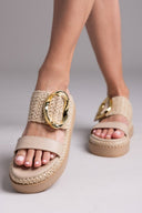 Flatfforms σανδάλια με oversized τοκά Mariella Fabiani 2519/91 - Μπεζ - thefashionproject.gr - Mariella Fabiani