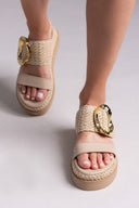 Flatfforms σανδάλια με oversized τοκά Mariella Fabiani 2519/91 - Μπεζ - thefashionproject.gr - Mariella Fabiani