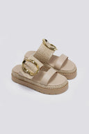 Flatfforms σανδάλια με oversized τοκά Mariella Fabiani 2519/91 - Μπεζ - thefashionproject.gr - Mariella Fabiani