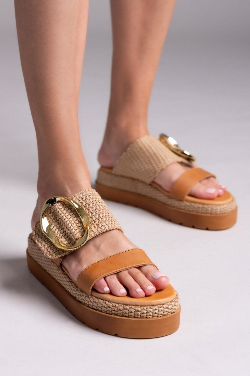 Flatfforms σανδάλια με oversized τοκά Mariella Fabiani 2519/91 - Ταμπά - thefashionproject.gr - Mariella Fabiani