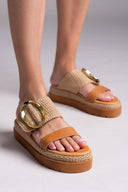 Flatfforms σανδάλια με oversized τοκά Mariella Fabiani 2519/91 - Ταμπά - thefashionproject.gr - Mariella Fabiani