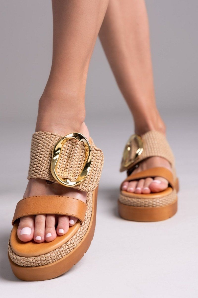 Flatfforms σανδάλια με oversized τοκά Mariella Fabiani 2519/91 - Ταμπά - thefashionproject.gr - Mariella Fabiani