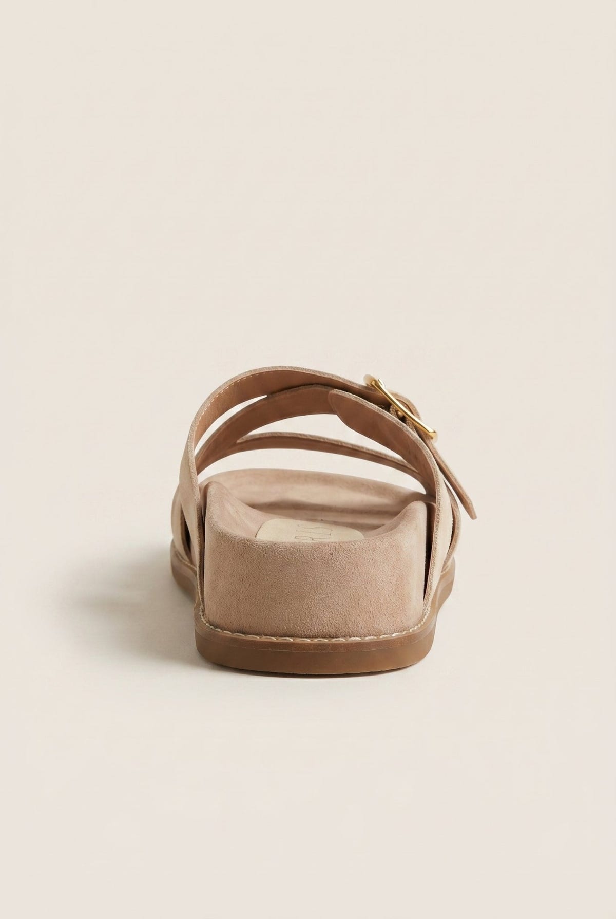IRIS - Flatform Buckle Sandals - Beige Suede
