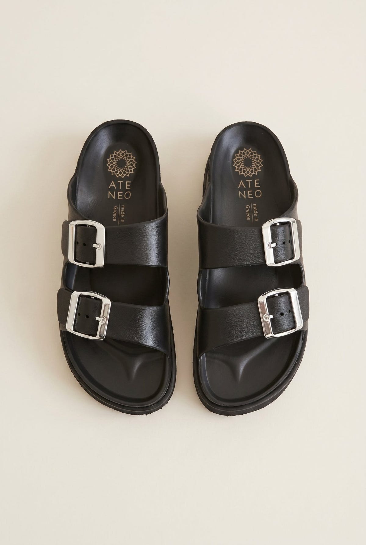 ATENEO - Flatform Buckle Sandals - Black