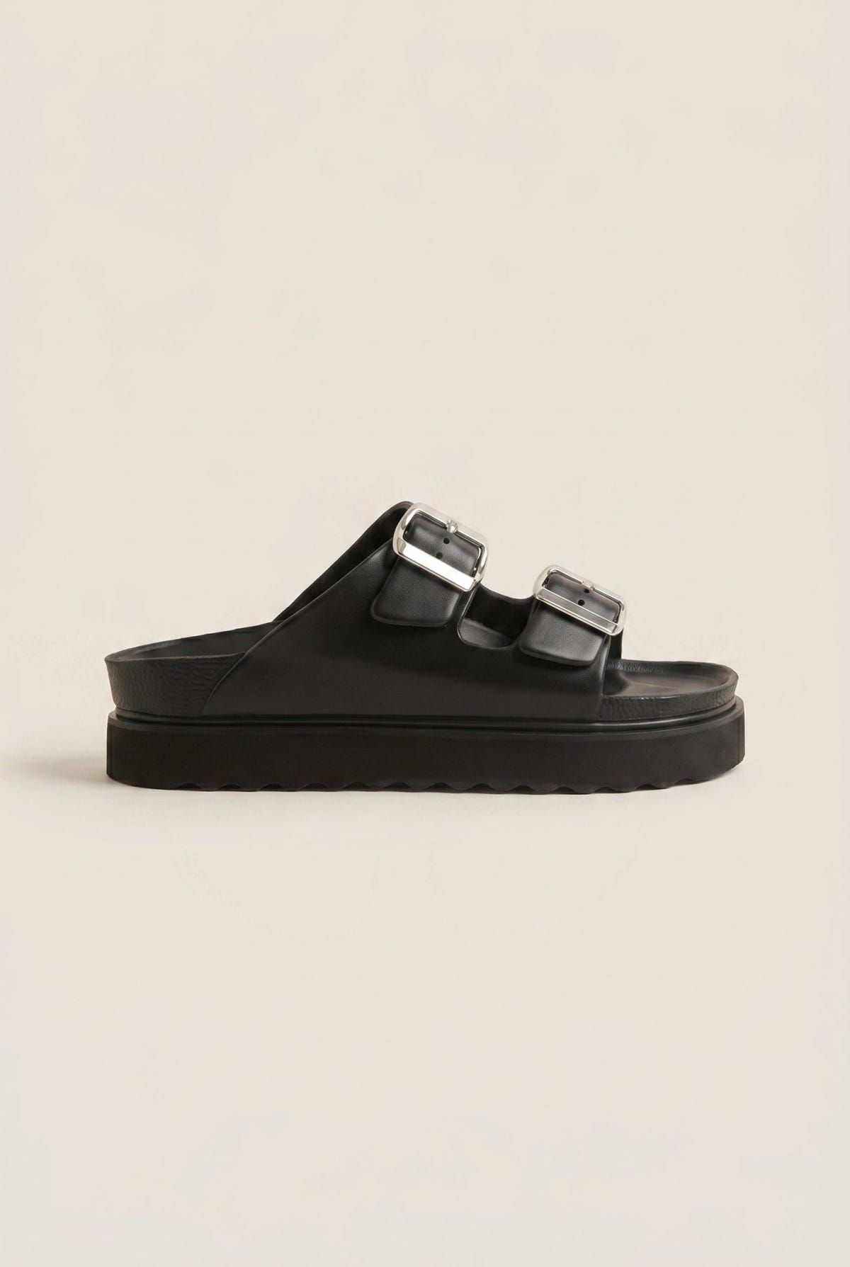 ATENEO - Flatform Buckle Sandals - Black
