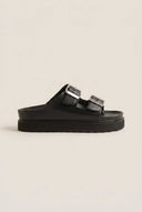 ATENEO - Flatform Buckle Sandals - Black