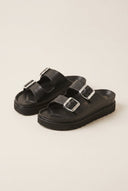 ATENEO - Flatform Buckle Sandals - Black