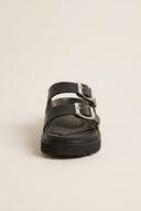 ATENEO - Flatform Buckle Sandals - Black