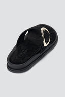 Estil - Flatform Buckle Sandals - Black Suede