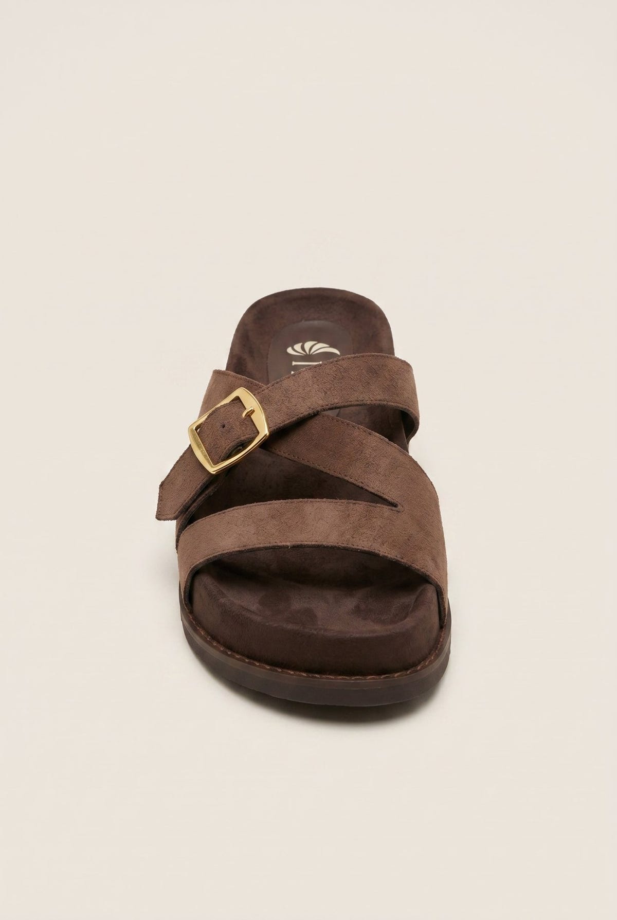IRIS - Flatform Buckle Sandals - Brown Suede