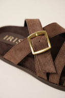 IRIS - Flatform Buckle Sandals - Brown Suede
