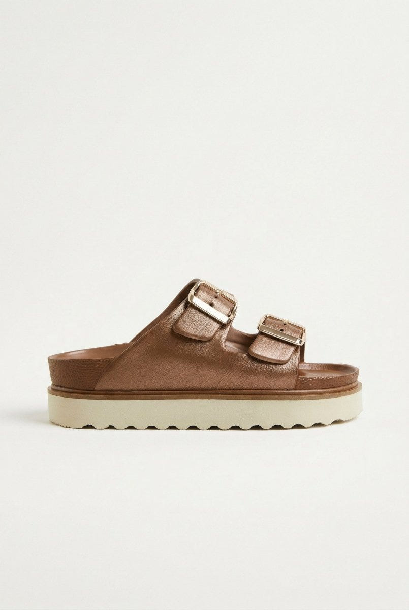 ATENEO - Flatform Buckle Sandals - Matte Rose Gold