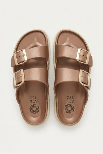 ATENEO - Flatform Buckle Sandals - Matte Rose Gold