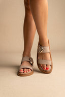 Estil - Flatform Buckle Sandals - Taupe Suede