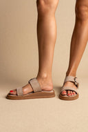 Estil - Flatform Buckle Sandals - Taupe Suede