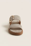 Estil - Flatform Buckle Sandals - Taupe Suede
