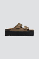 Flatform δερμάτινα nabuk σανδάλια ATENEO - Λαδί - thefashionproject.gr - ATENEO