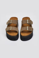 Flatform δερμάτινα nabuk σανδάλια ATENEO - Λαδί - thefashionproject.gr - ATENEO