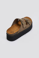 Flatform δερμάτινα nabuk σανδάλια ATENEO - Λαδί - thefashionproject.gr - ATENEO