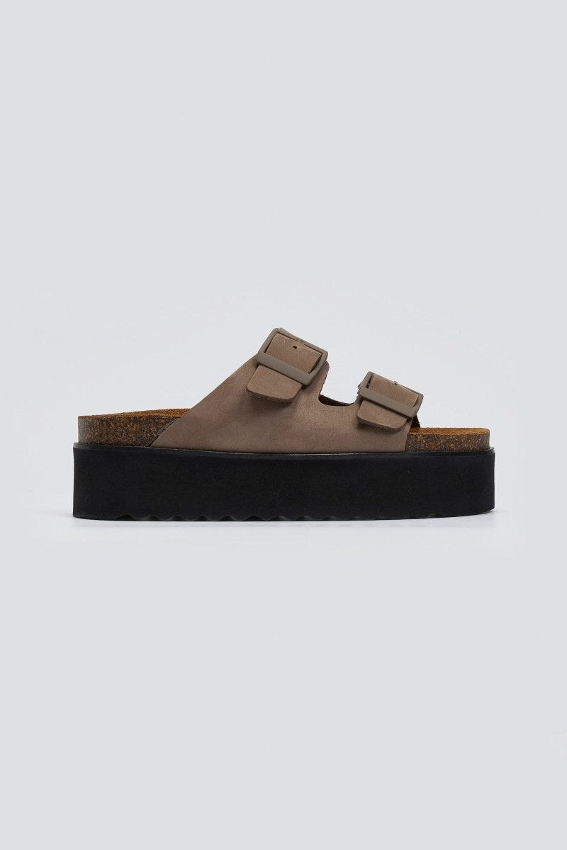 Flatform δερμάτινα nabuk σανδάλια ATENEO - Τάουπε - thefashionproject.gr - ATENEO