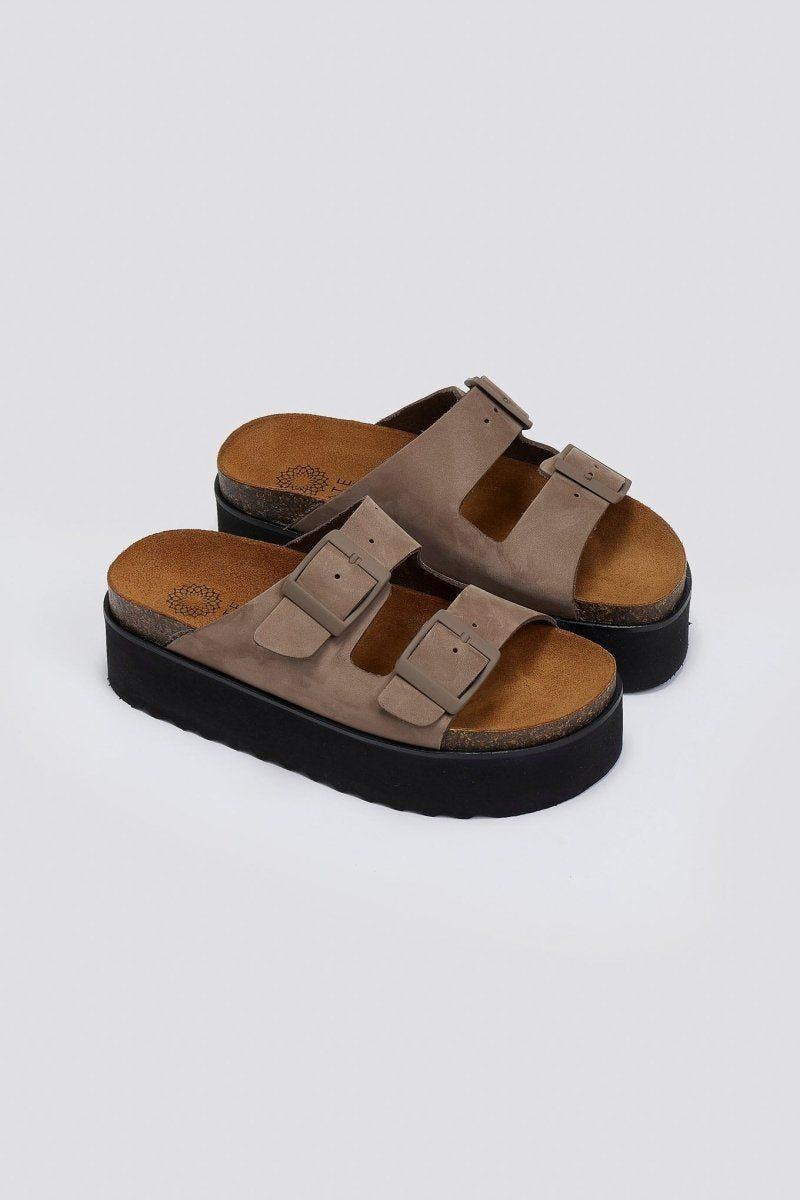 Flatform δερμάτινα nabuk σανδάλια ATENEO - Τάουπε - thefashionproject.gr - ATENEO