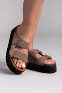 Flatform δερμάτινα nabuk σανδάλια ATENEO - Τάουπε - thefashionproject.gr - ATENEO